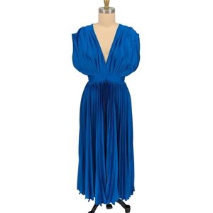 00626 NEW Billy J Gina Pleated Maxi Dress Blue size 12 preppy evening cocktail